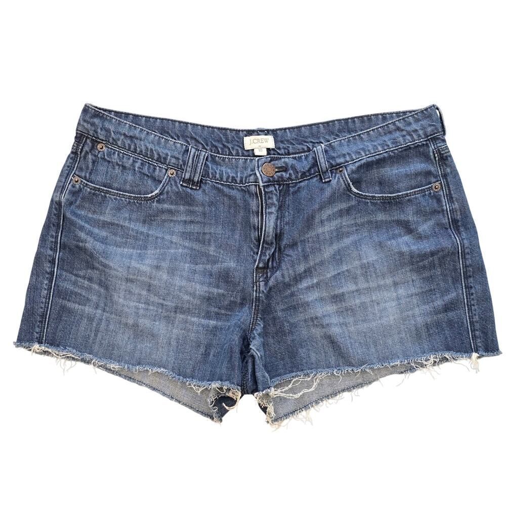J.Crew Women’s Denim Cutoff Shorts Size 10 | 100% Cotton | Raw Hem Vintage Wash